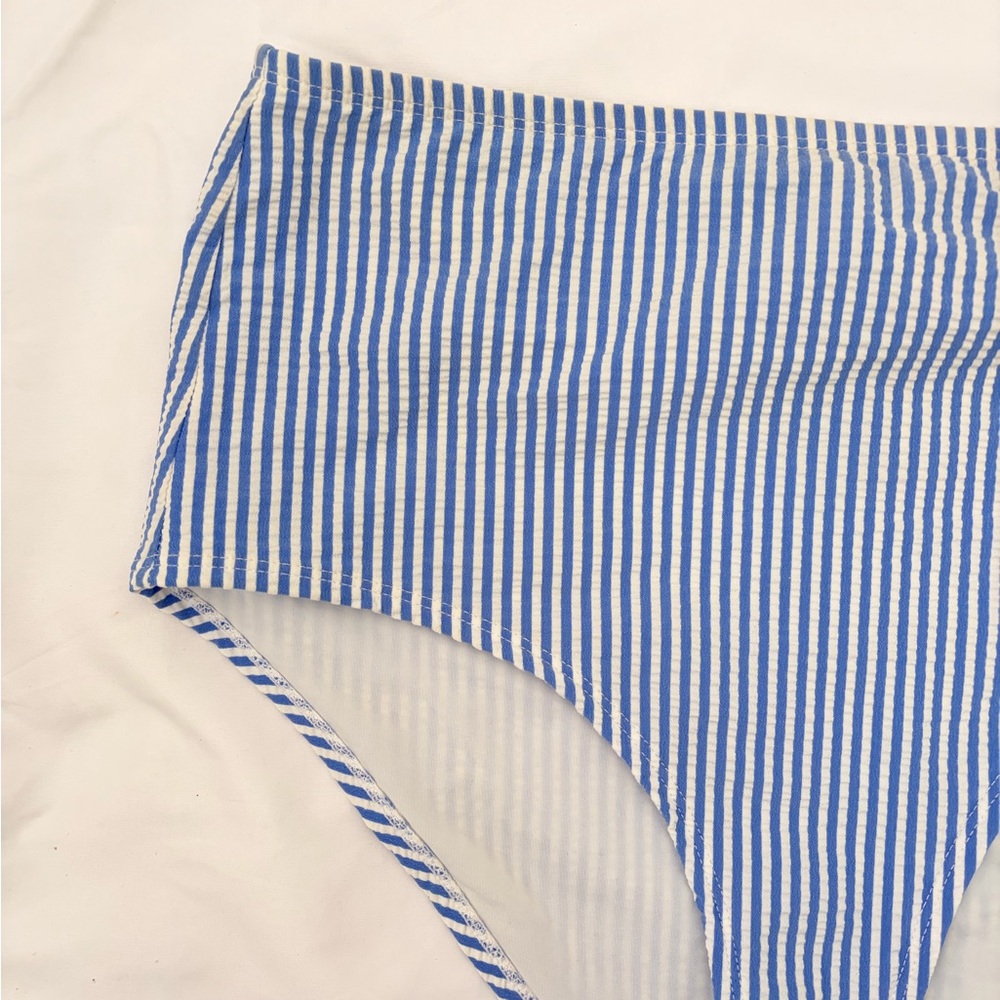 J. Crew Blue and White Striped Bikini Top & Bottom - Picture 2 of 8